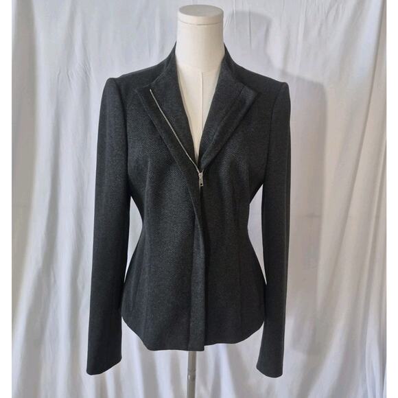 Theory Womens Charcoal Melange Sculpted Blazer Pleated Trouser Pants Set US 10 - Picture 5 of 16